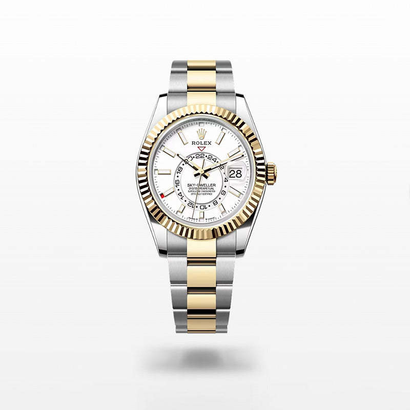 ROLEX スカイドゥエラー、ホワイト、オイスター、42 MM、オイスタースチール＆イエローゴールド336933-最安値に挑戦中!!!