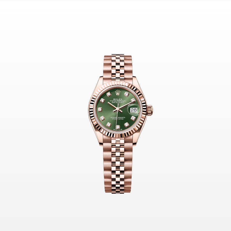 ROLEX   レディ デイトジャスト、ダイヤモンド入りオリーブグリーン、オイスター、28 MM、エバーローズゴールド279175-最安値に挑戦中!!!