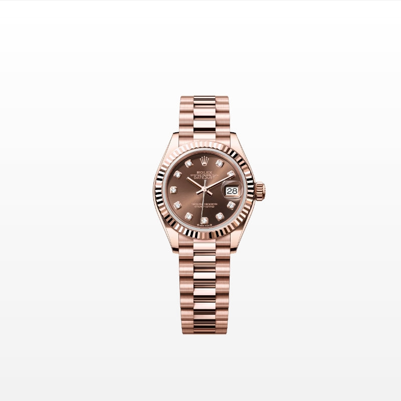 ROLEX   レディ デイトジャスト、ダイヤモンド入りチョコレート、オイスター、28 MM、エバーローズゴールド279175-最安値に挑戦中!!!