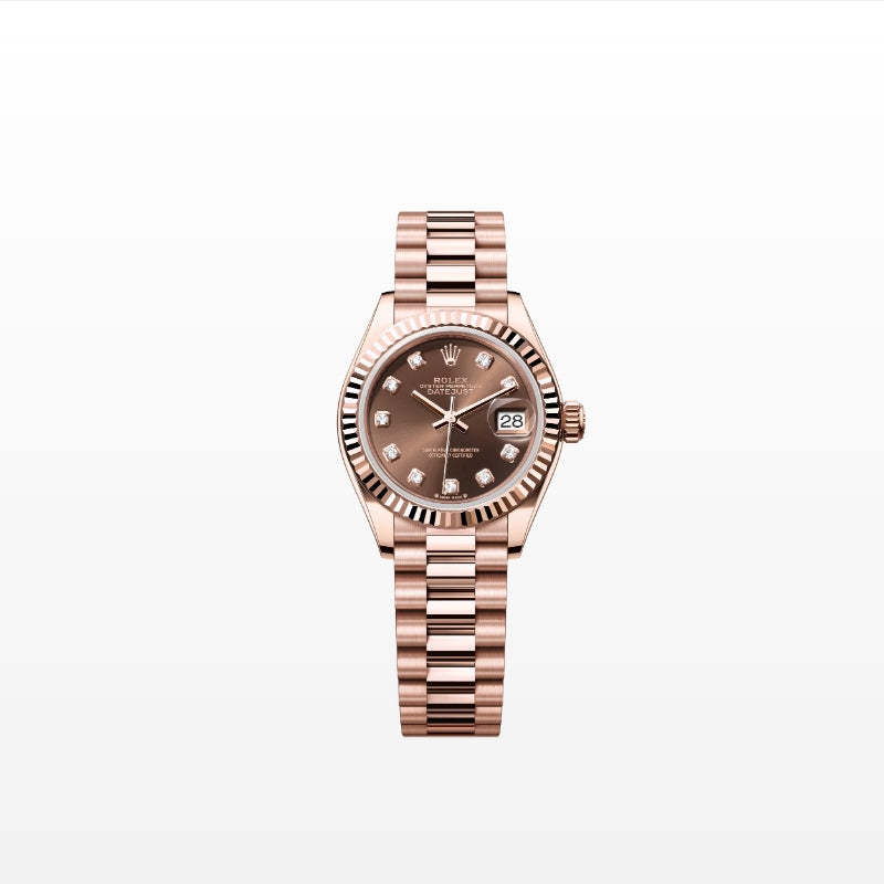 ROLEX   レディ デイトジャスト、ダイヤモンド入りチョコレート、オイスター、28 MM、エバーローズゴールド279175-最安値に挑戦中!!!