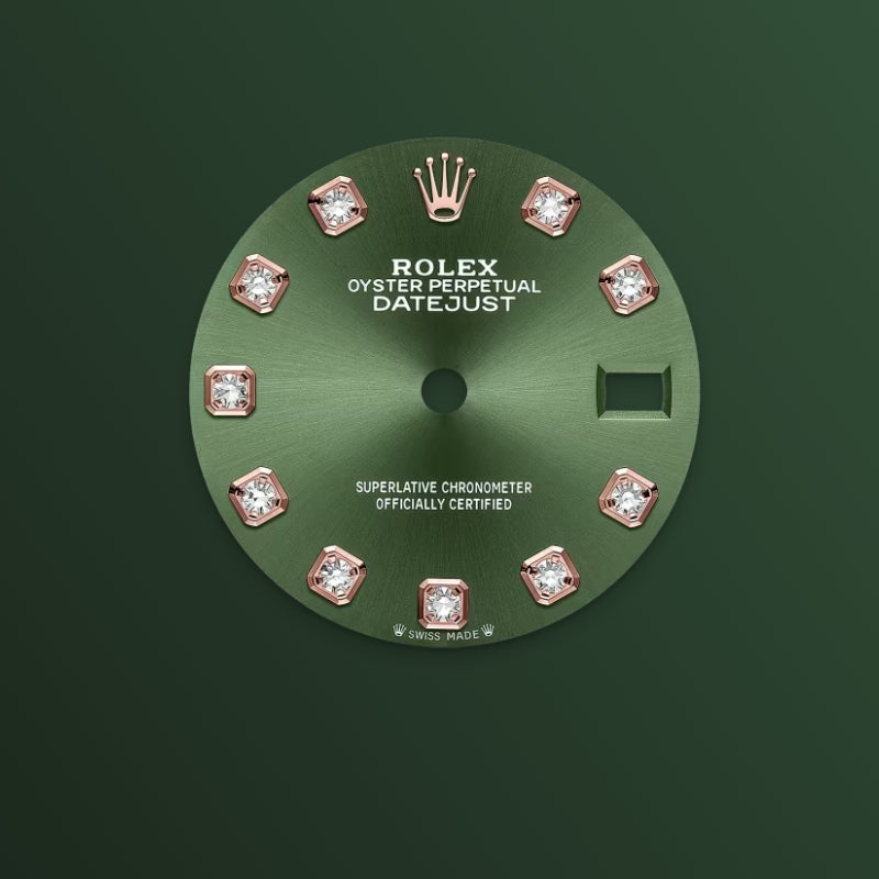 ROLEX   レディ デイトジャスト、ダイヤモンド入りオリーブグリーン、オイスター、28 MM、エバーローズゴールド279175-最安値に挑戦中!!!