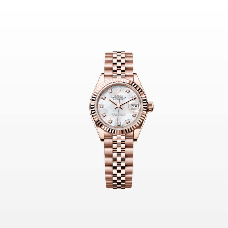 ROLEX   レディ デイトジャスト、ダイヤモンド入りホワイトマザーオブパール、オイスター、28 MM、エバーローズゴールド279175-最安値に挑戦中!!!