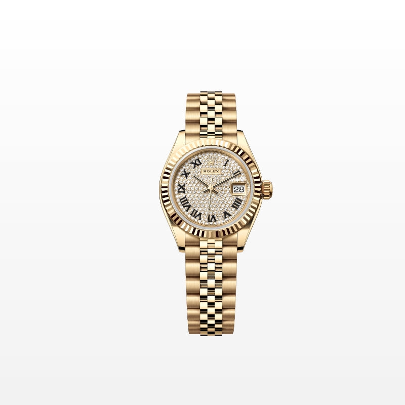 ROLEX   レディ デイトジャスト、パヴェダイヤモンド入り、オイスター、28 MM、イエローゴールド279178-最安値に挑戦中!!!