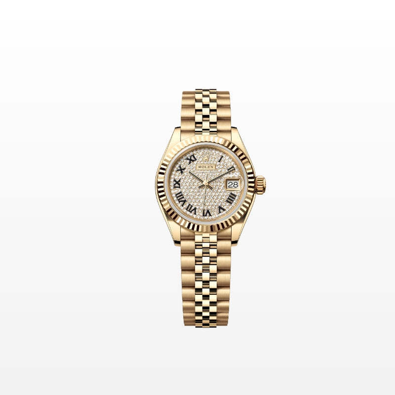 ROLEX   レディ デイトジャスト、パヴェダイヤモンド入り、オイスター、28 MM、イエローゴールド279178-最安値に挑戦中!!!