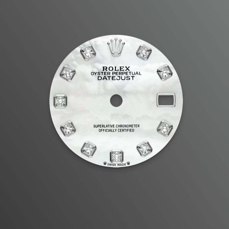 ROLEX   レディ デイトジャスト、ダイヤモンド入りホワイトマザーオブパール、オイスター、28 MM、オイスタースチール＆ホワイトゴールド279174-最安値に挑戦中!!!