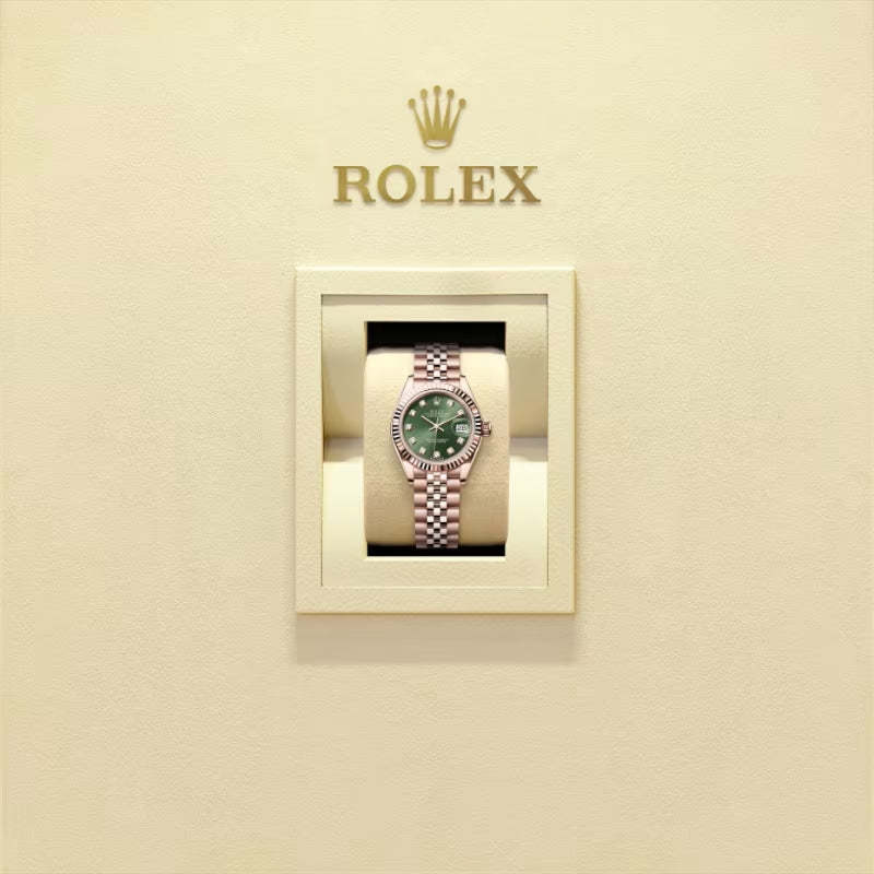 ROLEX   レディ デイトジャスト、ダイヤモンド入りオリーブグリーン、オイスター、28 MM、エバーローズゴールド279175-最安値に挑戦中!!!