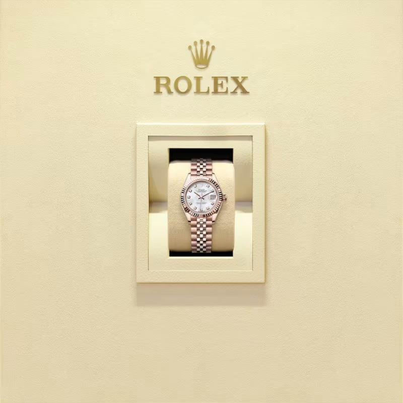 ROLEX   レディ デイトジャスト、ダイヤモンド入りホワイトマザーオブパール、オイスター、28 MM、エバーローズゴールド279175-最安値に挑戦中!!!