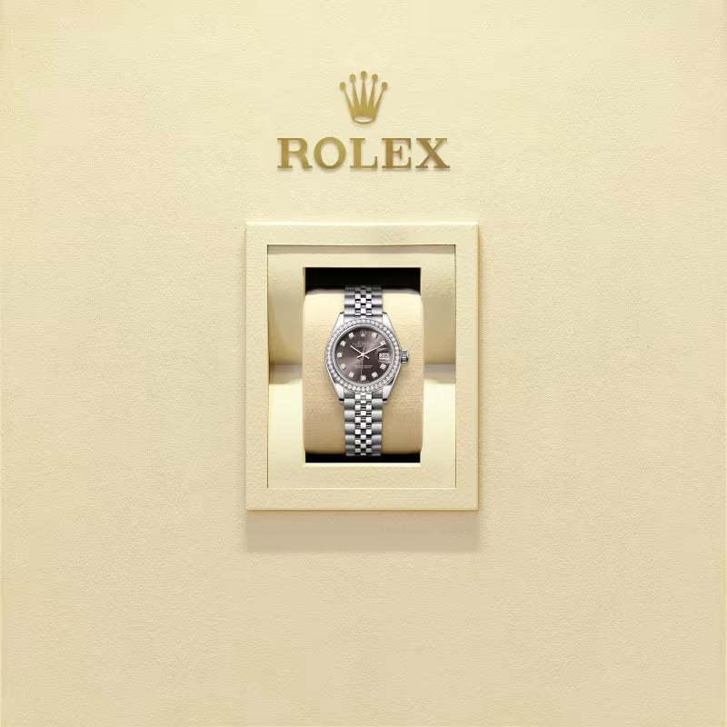 ROLEX   レディ デイトジャスト、ダイヤモンド入り、ダークグレー、オイスター、28 MM、オイスタースチール＆ホワイトゴールド、ダイヤモンド279384RBR-最安値に挑戦中!!!