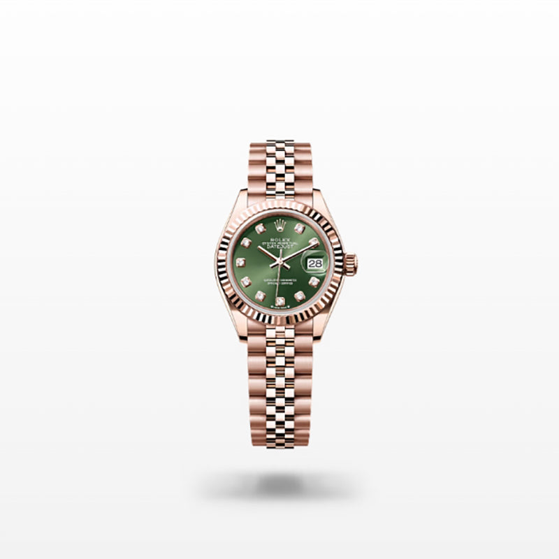 ROLEX   レディ デイトジャスト、ダイヤモンド入りオリーブグリーン、オイスター、28 MM、エバーローズゴールド279175-最安値に挑戦中!!!