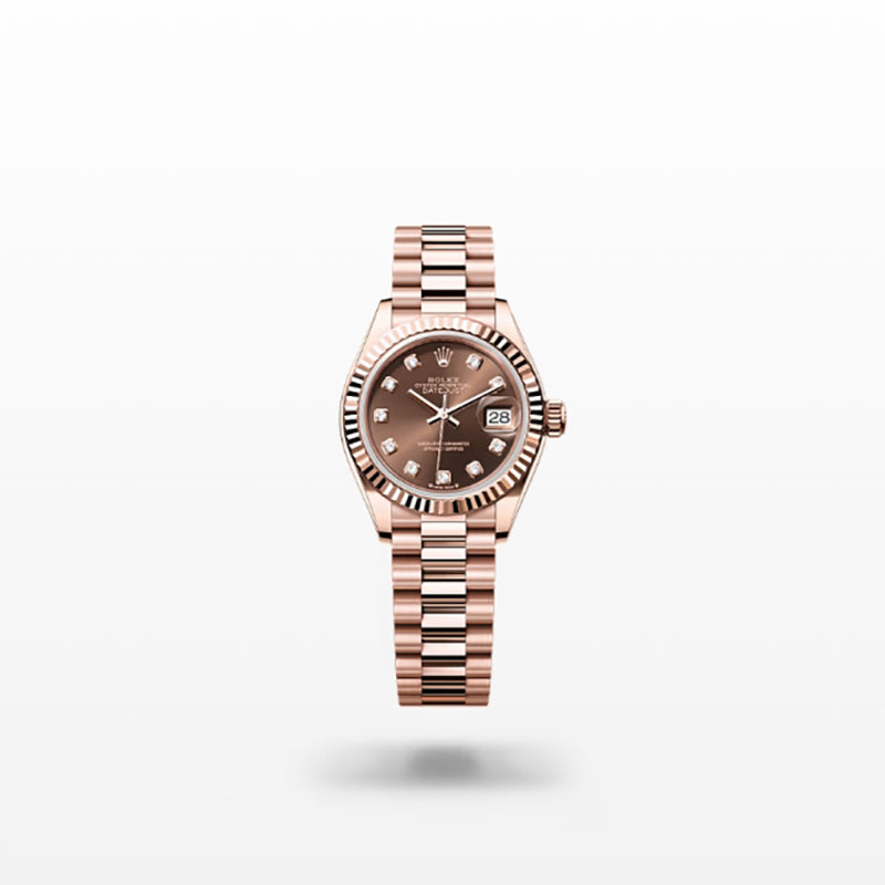 ROLEX   レディ デイトジャスト、ダイヤモンド入りチョコレート、オイスター、28 MM、エバーローズゴールド279175-最安値に挑戦中!!!