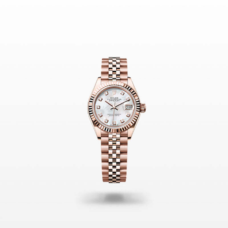 ROLEX   レディ デイトジャスト、ダイヤモンド入りホワイトマザーオブパール、オイスター、28 MM、エバーローズゴールド279175-最安値に挑戦中!!!