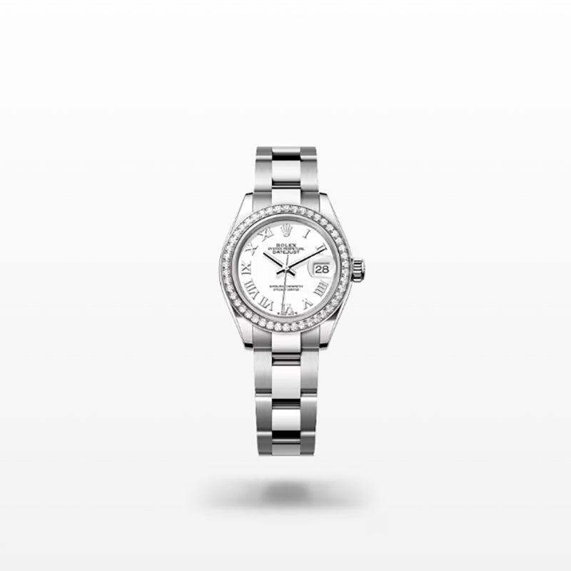ROLEX   レディ デイトジャスト、ホワイト、オイスター、28 MM、オイスタースチール＆ホワイトゴールド、ダイヤモンド279384RBR-最安値に挑戦中!!!