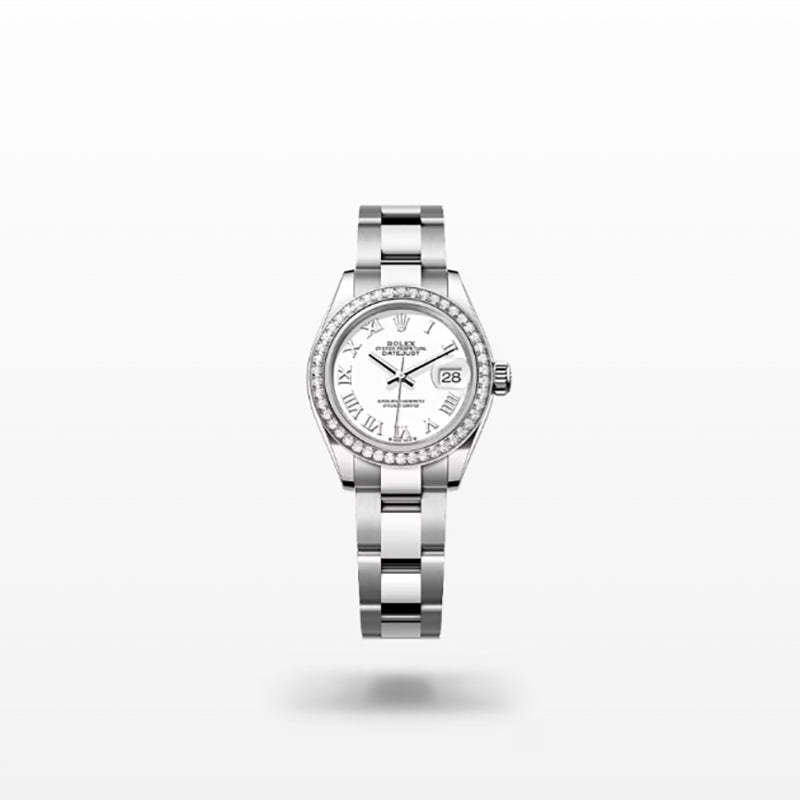 ROLEX   レディ デイトジャスト、ホワイト、オイスター、28 MM、オイスタースチール＆ホワイトゴールド、ダイヤモンド279384RBR-最安値に挑戦中!!!