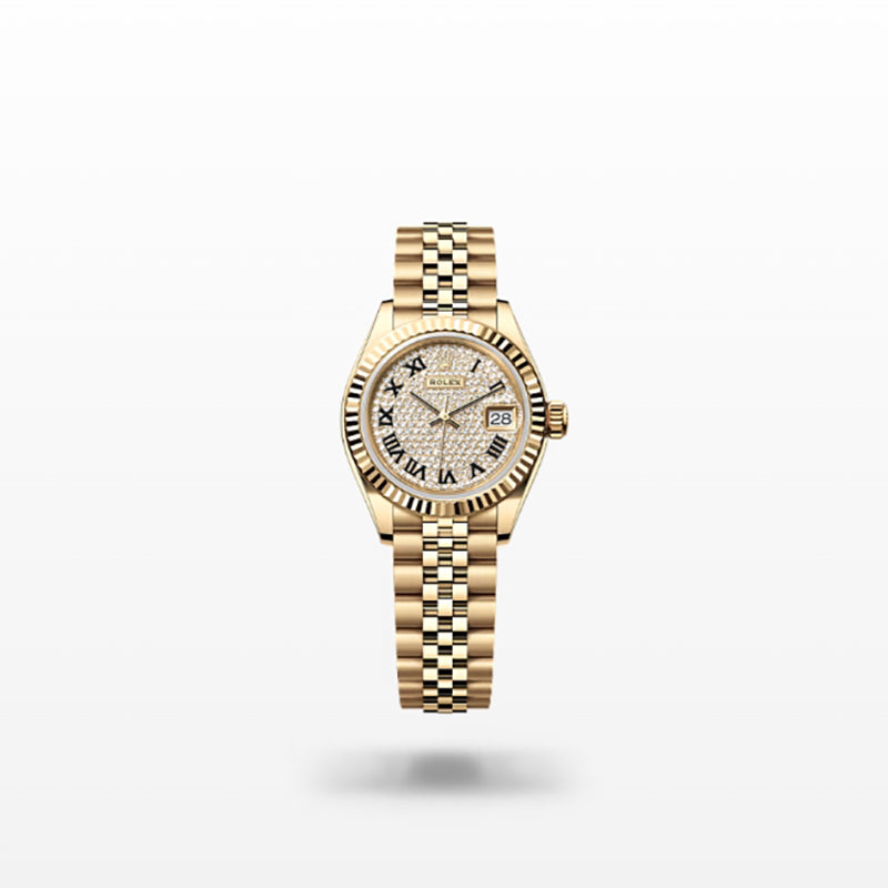 ROLEX   レディ デイトジャスト、パヴェダイヤモンド入り、オイスター、28 MM、イエローゴールド279178-最安値に挑戦中!!!