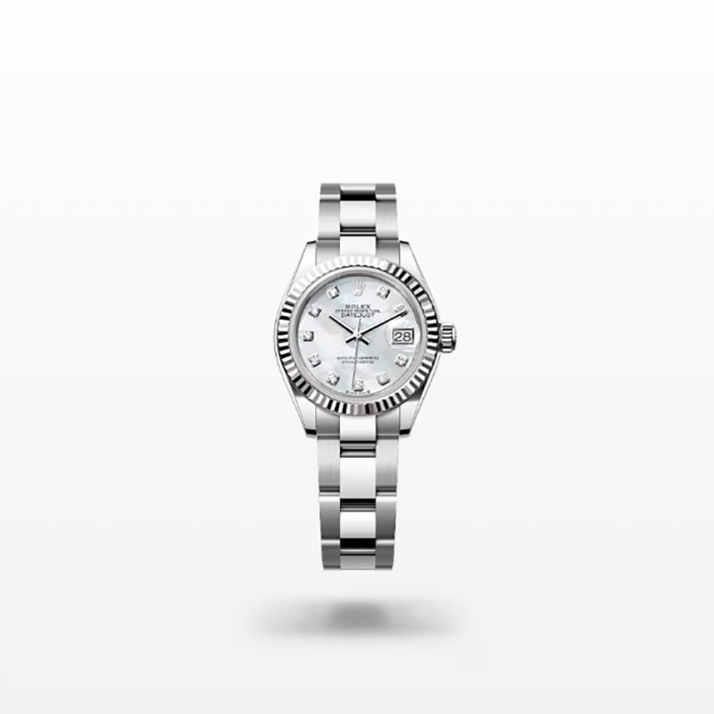 ROLEX   レディ デイトジャスト、ダイヤモンド入りホワイトマザーオブパール、オイスター、28 MM、オイスタースチール＆ホワイトゴールド279174-最安値に挑戦中!!!