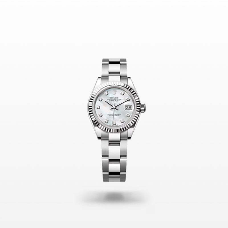 ROLEX   レディ デイトジャスト、ダイヤモンド入りホワイトマザーオブパール、オイスター、28 MM、オイスタースチール＆ホワイトゴールド279174-最安値に挑戦中!!!