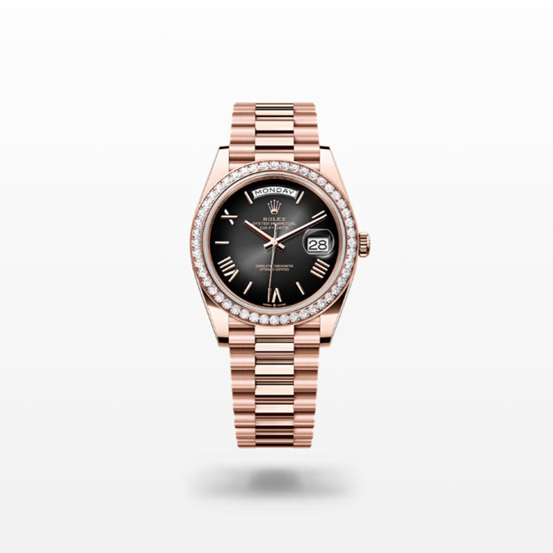 ROLEX   デイデイト 40、スレートオンブレ、オイスター、40 MM、エバーローズゴールド、ダイヤモンドM228345RBR-0025-最安値に挑戦中!!!