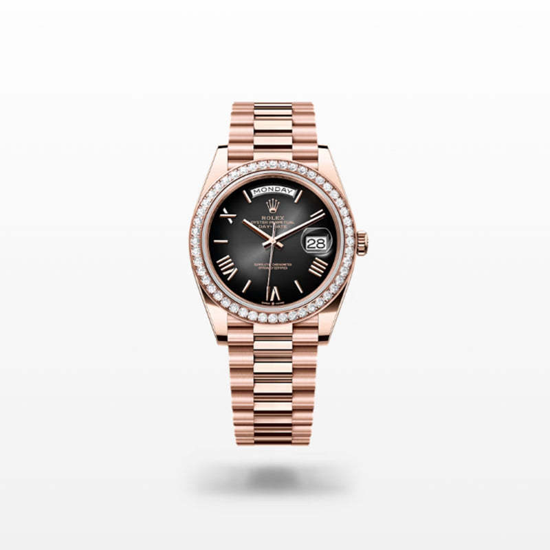 ROLEX   デイデイト 40、スレートオンブレ、オイスター、40 MM、エバーローズゴールド、ダイヤモンドM228345RBR-0025-最安値に挑戦中!!!