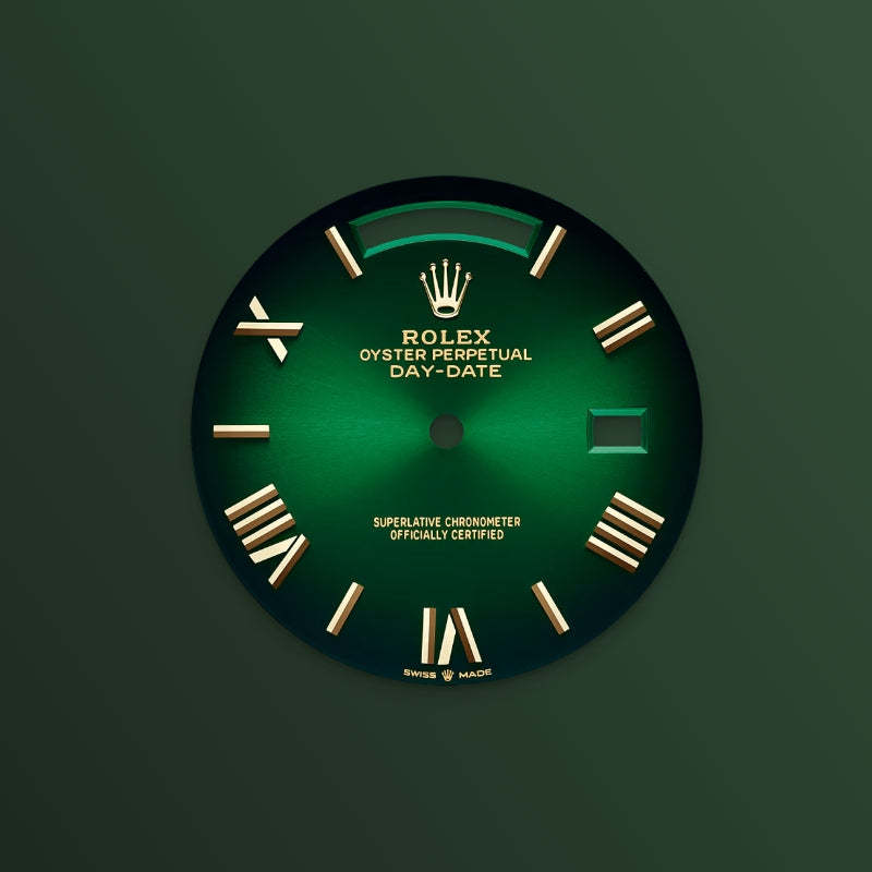 ROLEX   デイデイト 40、グリーンオンブレ、オイスター、40 MM、イエローゴールド、ダイヤモンドM228398TBR-0042-最安値に挑戦中!!!