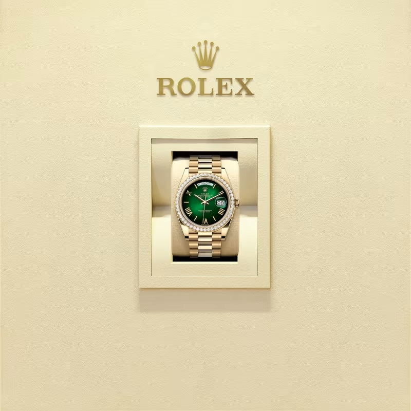 ROLEX   デイデイト 40、グリーンオンブレ、オイスター、40 MM、イエローゴールド、ダイヤモンドM228348RBR-0045-最安値に挑戦中!!!