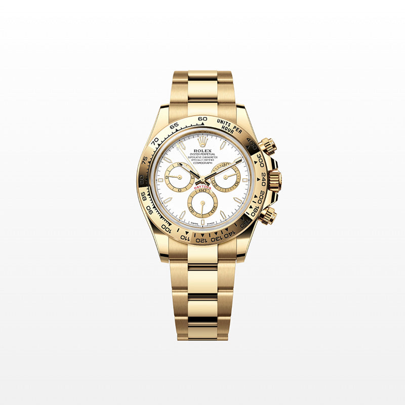 ROLEX  コスモグラフ デイトナ、ホワイト、ゴールデン カウンターリング、オイスター、40 MM、イエローゴールド126508-最安値に挑戦中!!!