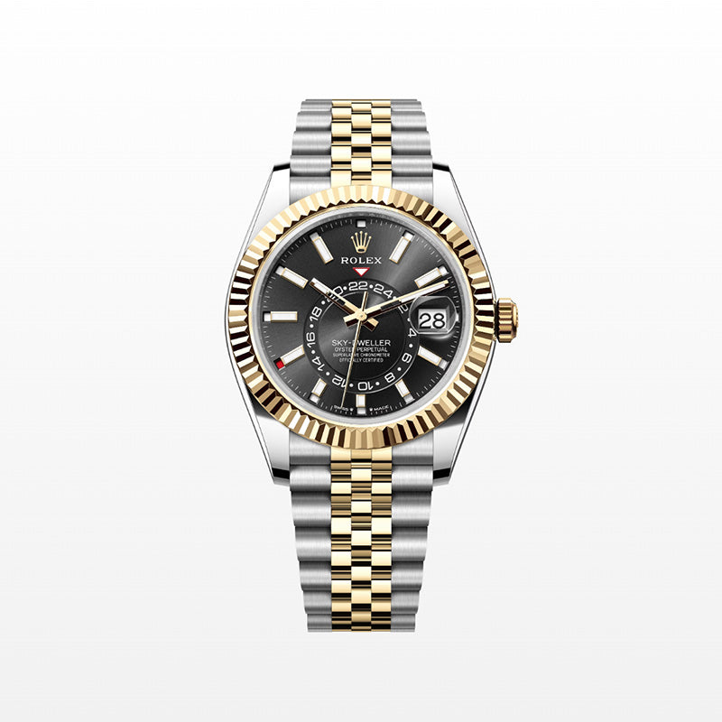 ROLEX スカイドゥエラー、ブライトブラック、オイスター、42 MM、オイスタースチール＆イエローゴールド 336933-最安値に挑戦中!!!