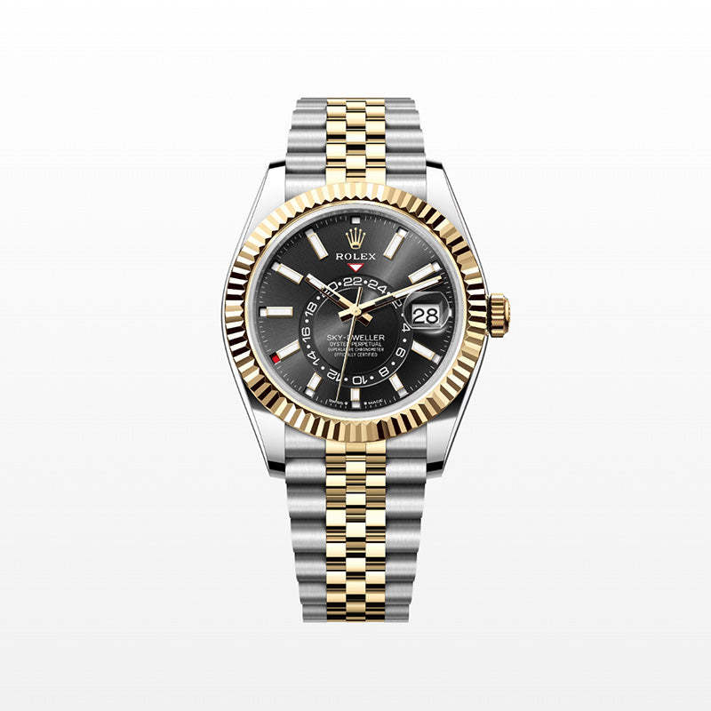 ROLEX スカイドゥエラー、ブライトブラック、オイスター、42 MM、オイスタースチール＆イエローゴールド 336933-最安値に挑戦中!!!