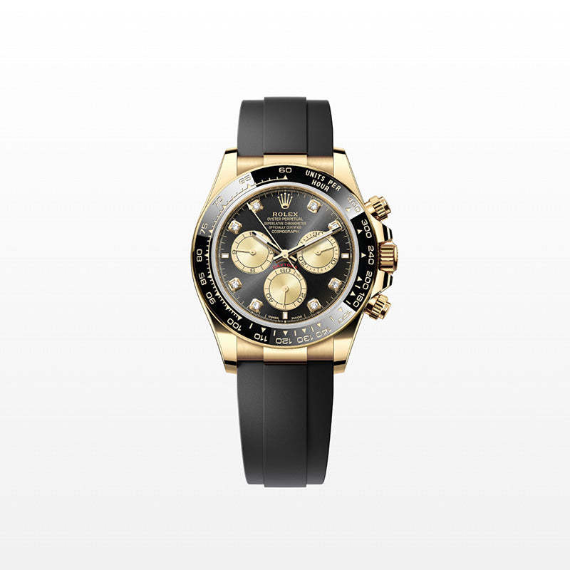 ROLEX  コスモグラフ デイトナ、ダイヤモンド入りブライトブラック＆ゴールデン、オイスター、40 MM、イエローゴールド126518LN-最安値に挑戦中!!!