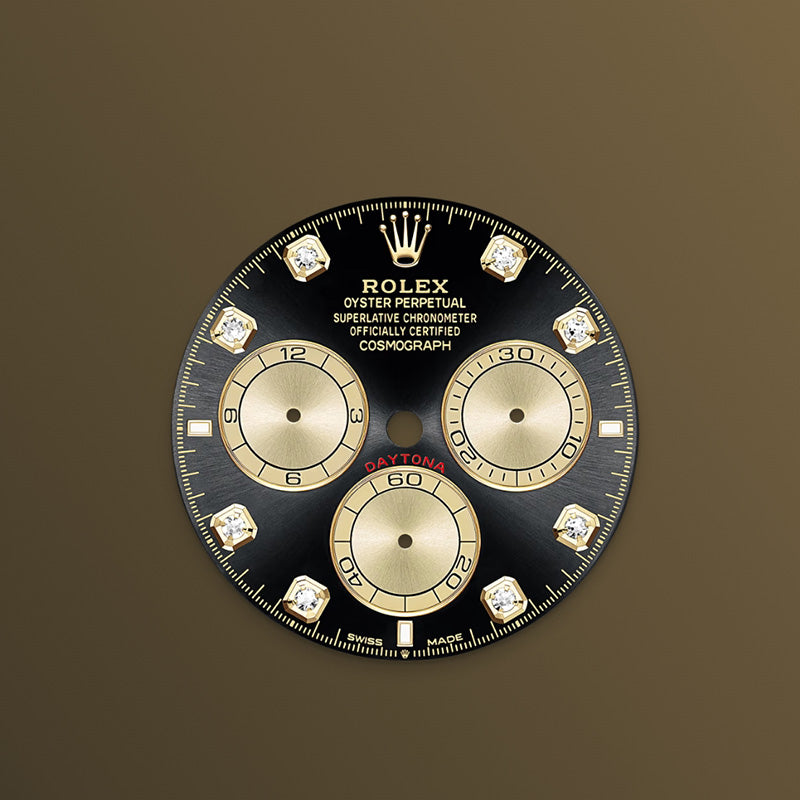 ROLEX  コスモグラフ デイトナ、ダイヤモンド入りブライトブラック＆ゴールデン、オイスター、40 MM、イエローゴールド126518LN-最安値に挑戦中!!!
