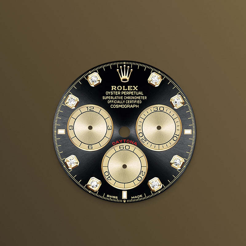 ROLEX  コスモグラフ デイトナ、ダイヤモンド入りブライトブラック＆ゴールデン、オイスター、40 MM、イエローゴールド126518LN-最安値に挑戦中!!!