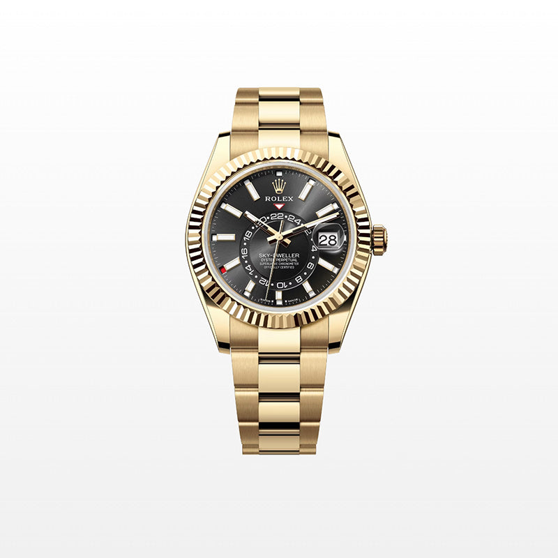 ROLEX スカイドゥエラー、ブライトブラック、オイスター、42 MM、イエローゴールド336938-最安値に挑戦中!!!