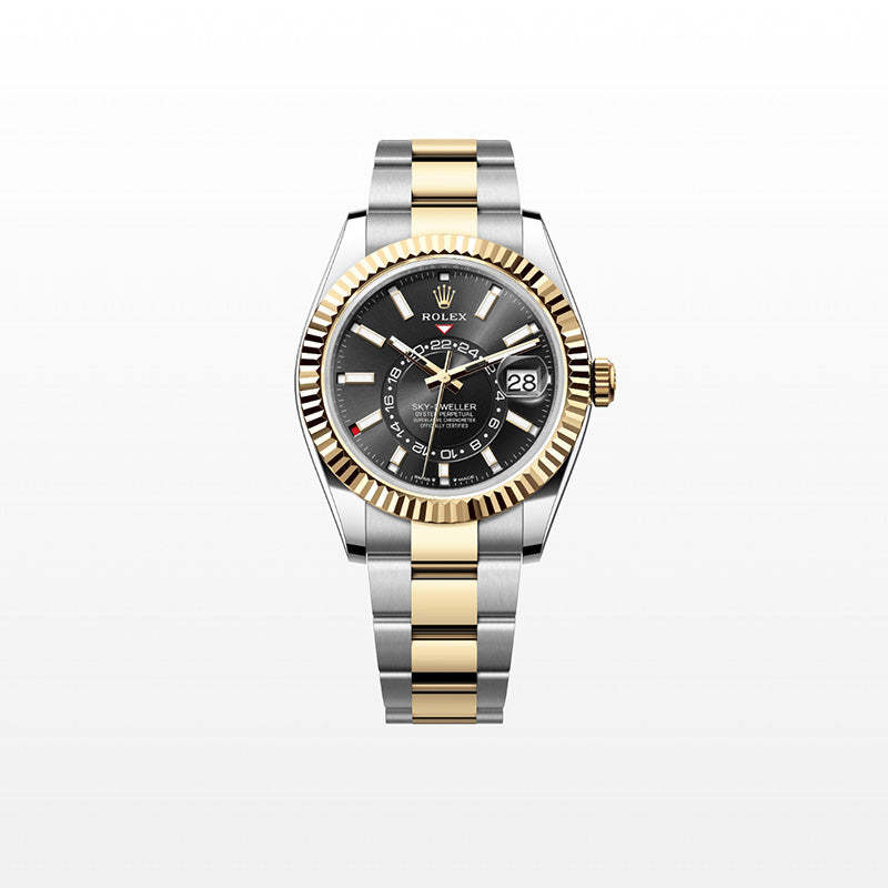 ROLEX スカイドゥエラー、ブライトブラック、オイスター、42 MM、オイスタースチール＆イエローゴールド336933-最安値に挑戦中!!!