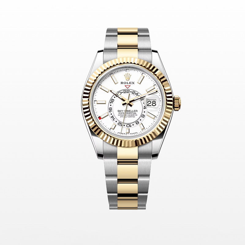 ROLEX スカイドゥエラー、ホワイト、オイスター、42 MM、オイスタースチール＆イエローゴールド336933-最安値に挑戦中!!!