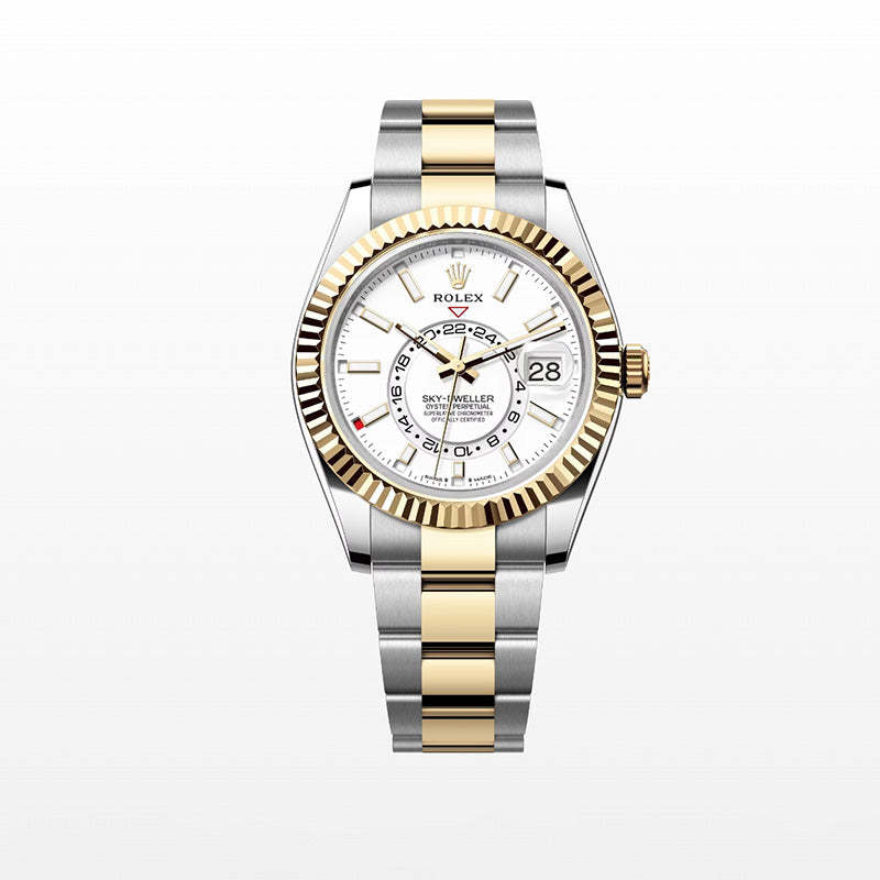 ROLEX スカイドゥエラー、ホワイト、オイスター、42 MM、オイスタースチール＆イエローゴールド336933-最安値に挑戦中!!!