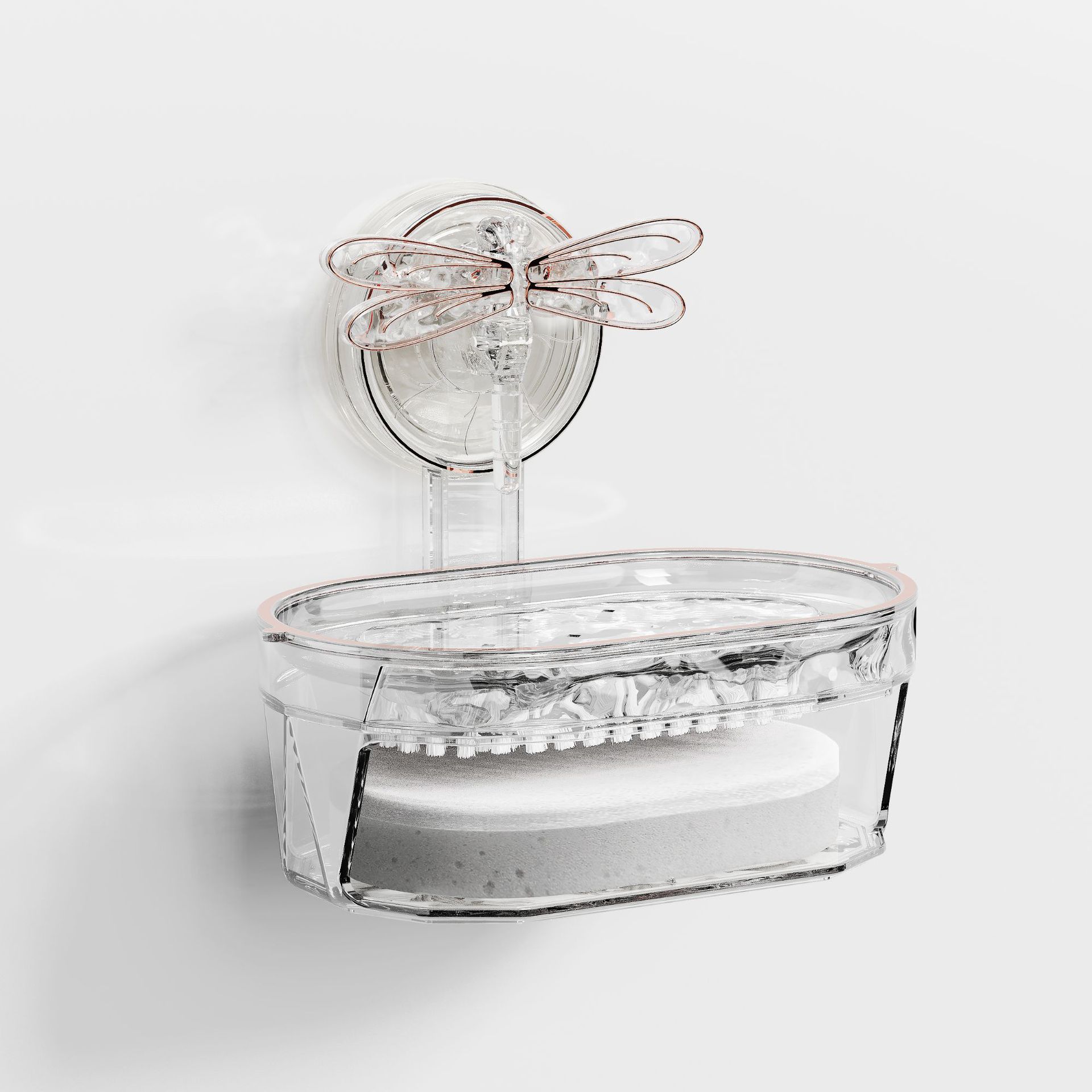 輕奢蜻蜓吸盤海綿肥皂盒