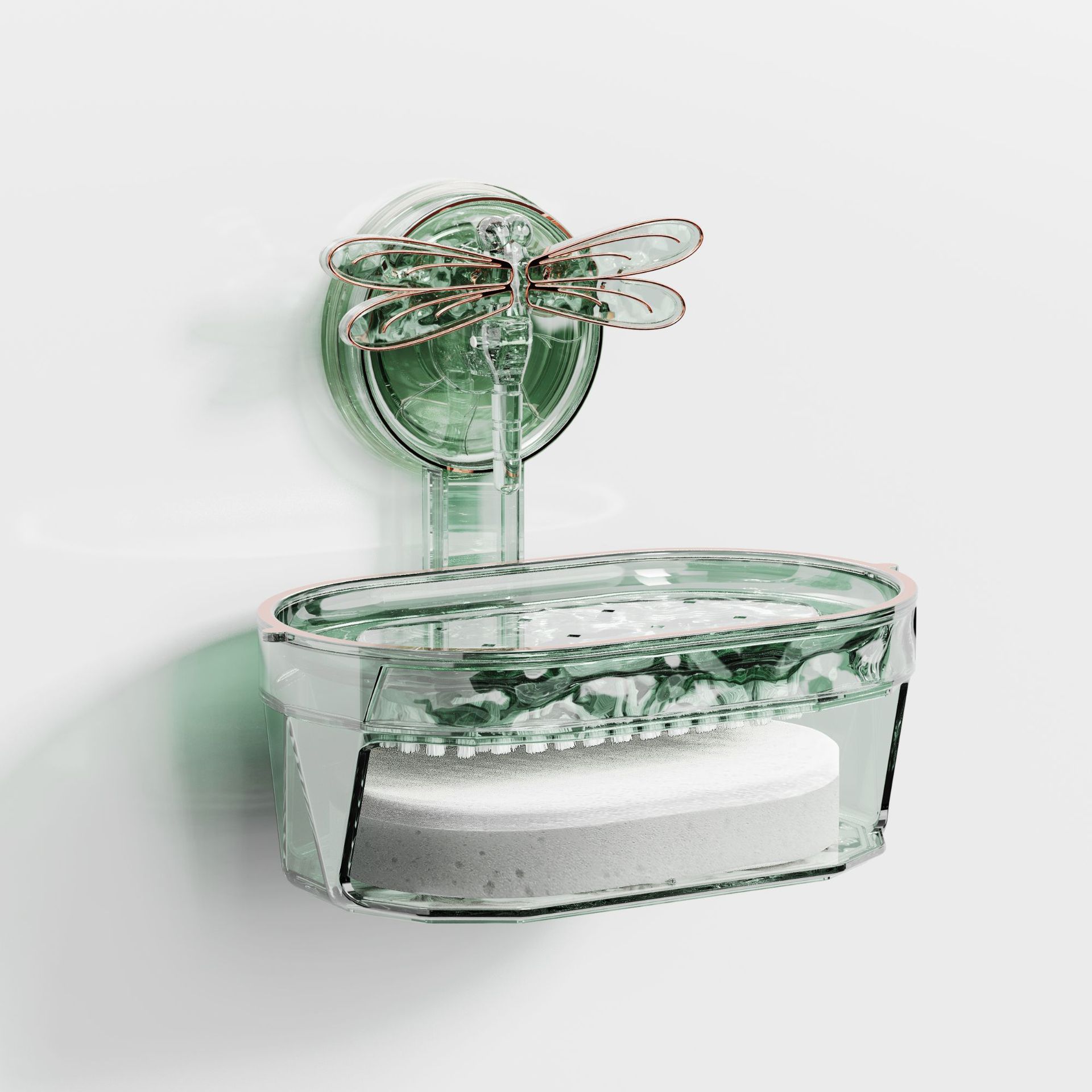 輕奢蜻蜓吸盤海綿肥皂盒