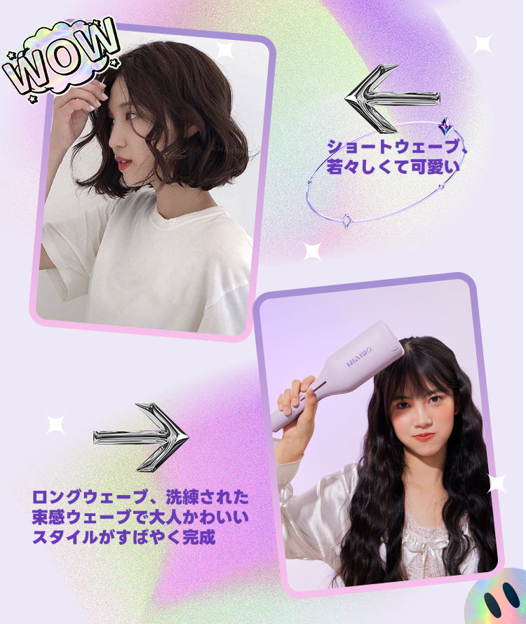 ORIVIN ヘアアイロン カール ウェーブアイロン 32~36㎜ 挟むだけで可愛い カールアイロン 実現 140℃～200℃ やけど防止 自動で マイナスイオンを放出 初心者向けカールアイロン プレゼントも最適