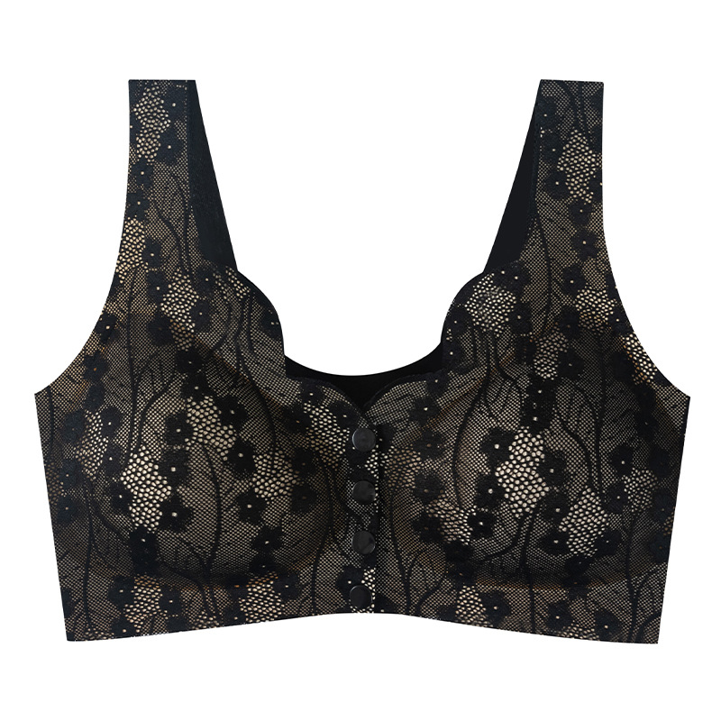 Black Front Opening Anti-sagging Seamless Bra For Woman VEIMIA