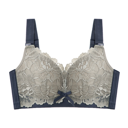Blue Color Minimizer Bra The Most Beautiful Lace Bra For Refreshing & Slimming, Wireless Design Also Offers Excellent Support VEIMIA