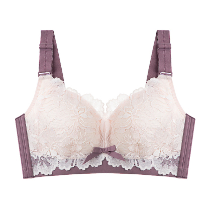 Purple Color Minimizer Bra The Most Beautiful Lace Bra For Refreshing & Slimming, Wireless Design Also Offers Excellent Support VEIMIA