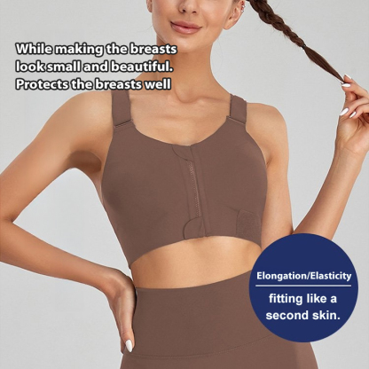 High Impact Zip Up Front Cross Back Sports Bras VEIMIA