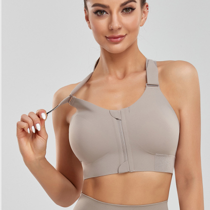 Zip Up Front Cross Back Sports Bras For Large Breasts VEIMIA