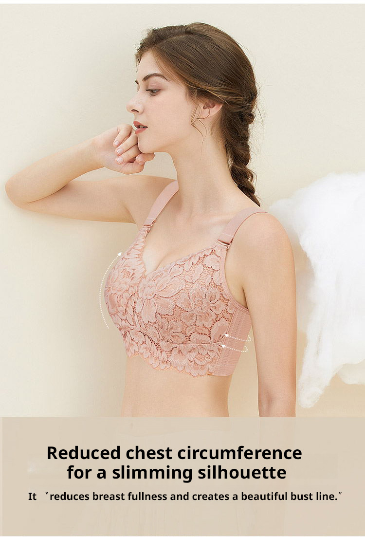 Breathable Cup Lace Minimizing Bras With Adjustable Strap VEIMIA