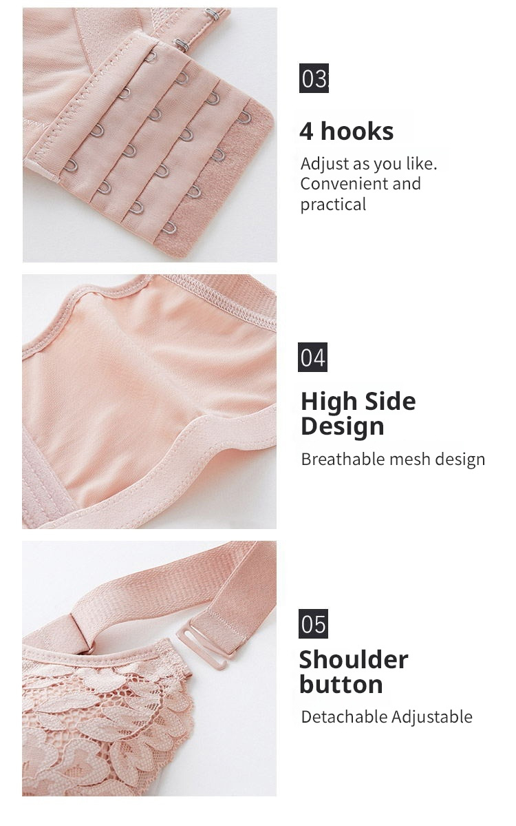 Breathable Full Cups Lace Minimizing Bras With Adjustable Straps VEIMIA