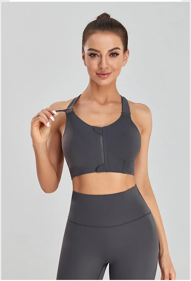 High Impact Zip Front Sports Bras For Heavy Breasts VEIMIA