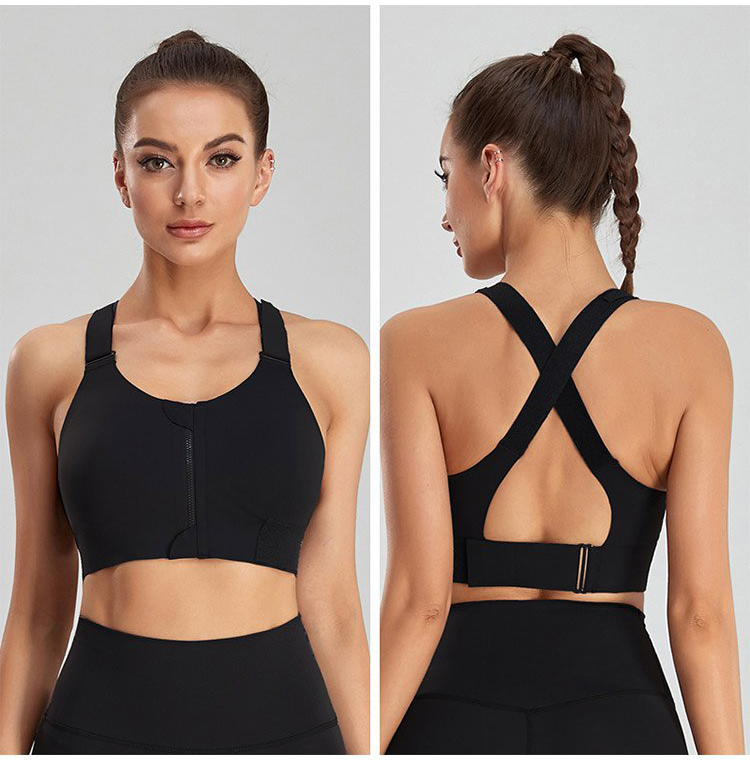 High Impact Zip Front Sports Bras For Heavy Breast VEIMIA