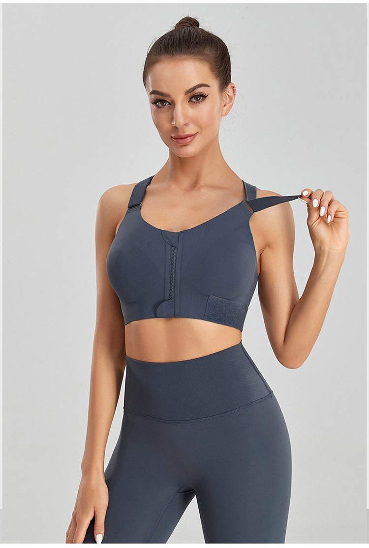 High Impact Zip Up Front Sports Bra Heavy Breasts VEIMIA