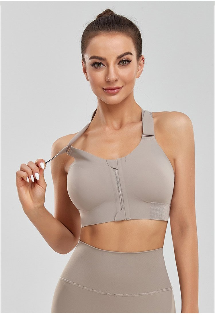 High Impact Zip Front Sports Bra Heavy Breasts VEIMIA