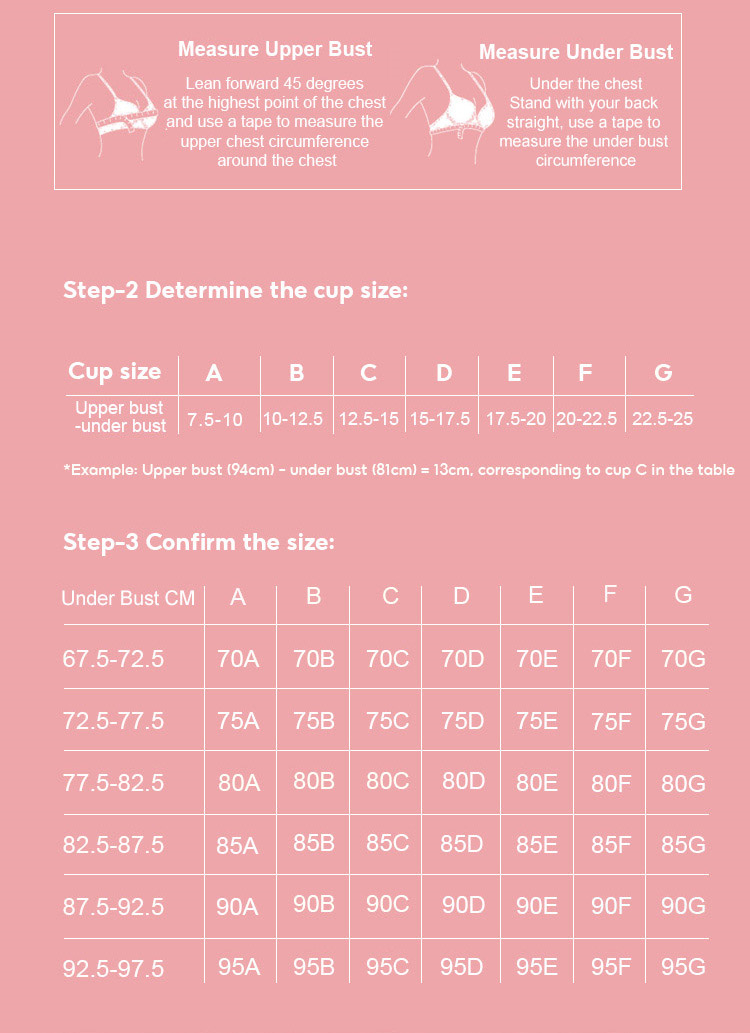 One-piece Soft Seamless Push Up Bra Size Chart VEIMIA