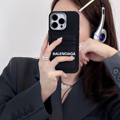 バレンシアガ 携帯ケース シンプル ブラック レディース&メンズ
